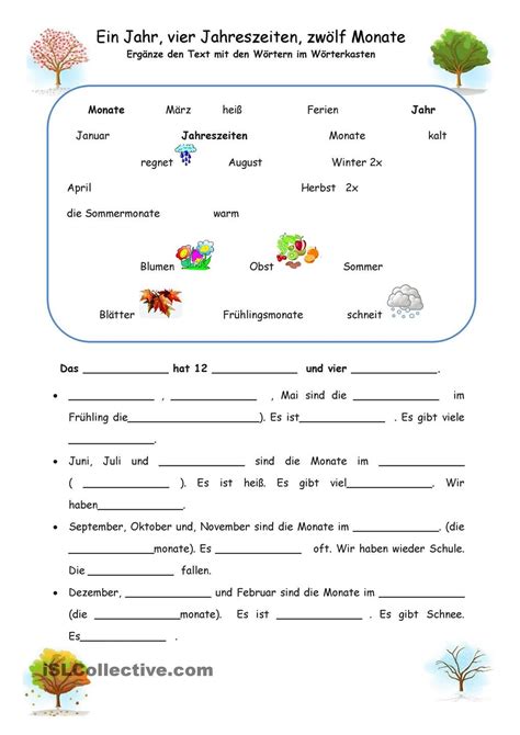 ein jahr vier jahreszeiten zwoelf monate lernen