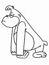 Coloring Ape Gorilla Library Clipart Mono sketch template