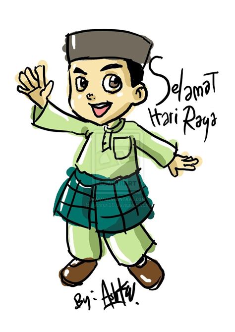 Gambar Kartun Muslimah Hari Raya Top Gambar