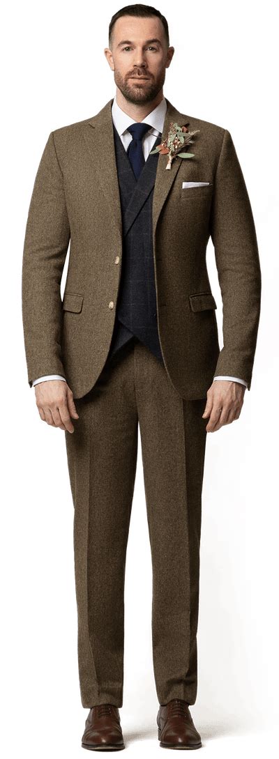 brown tweed wedding suit