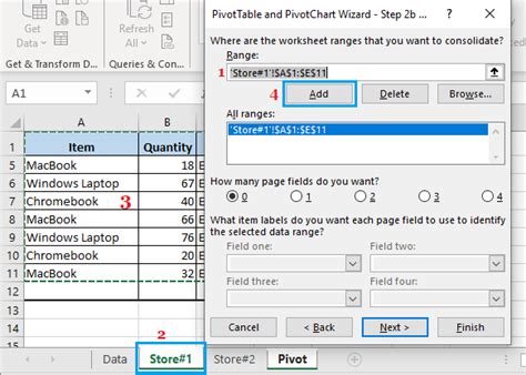 create pivot table  multiple worksheets