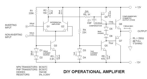 diy operational amplifier electroschematicscom