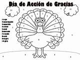 Spanish Thanksgiving Color Number Turkey Coloring Pages Colors Teacherspayteachers Worksheets School sketch template
