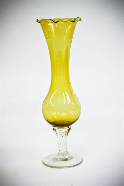 Antique Amber Glass Bud Vase Hand Blown 8 H Jun 26 2013