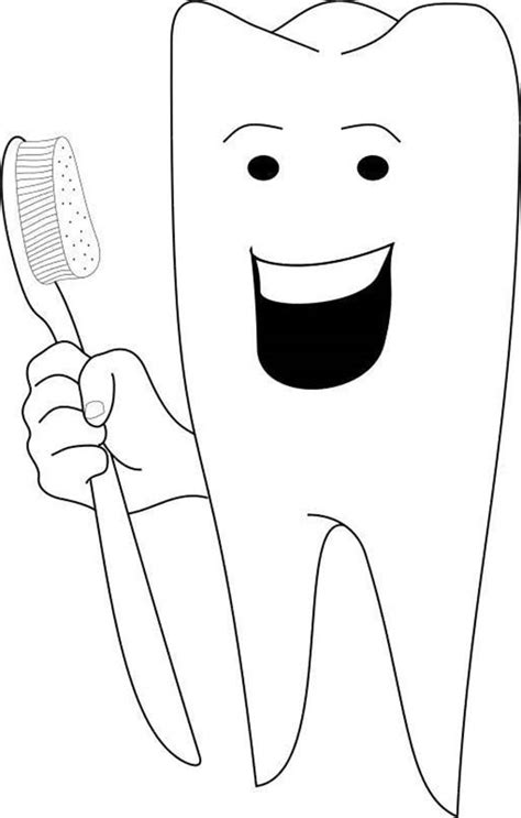 happy tooth  dental health coloring page happy tooth  dental