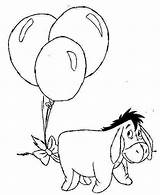 Disney Coloring Pages Characters Playing Cartoon Balloon Pooh Eeyore Winnie Balloons Birthday Color sketch template