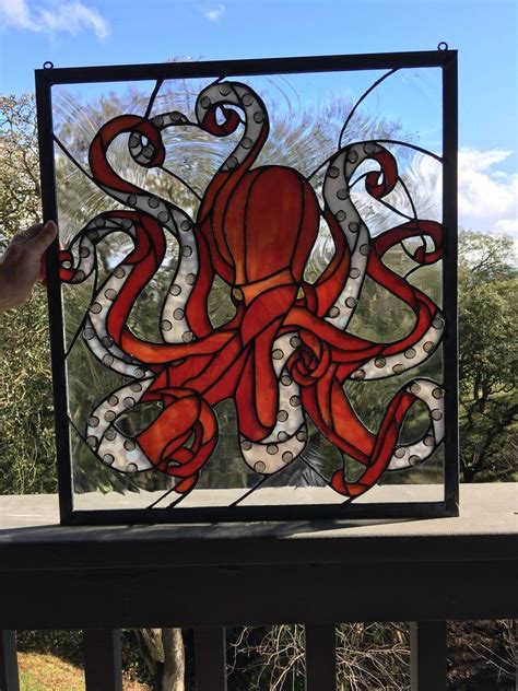 North Pacific Octopus Etsy Stained Glass Diy Glass