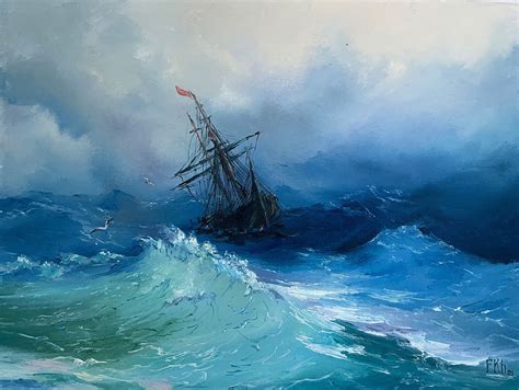 storm painting seascape original art ocean waves art  etsy