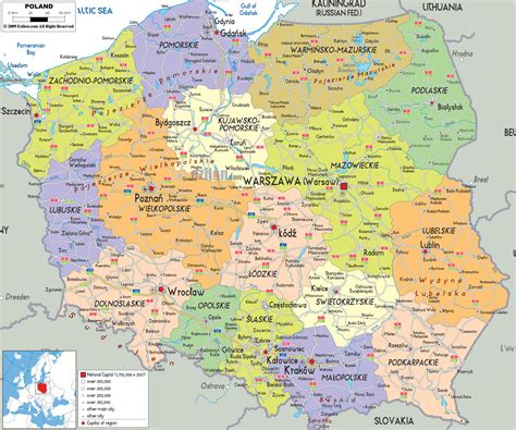 large political and administrative map of poland with