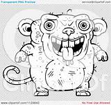 Coloring Outlined Monkey Ugly Drooling Clipart Cartoon Vector Cory Thoman sketch template