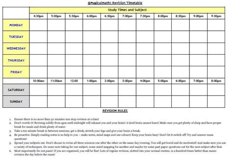 create  revision timetable  revise effectively revision