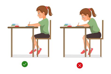 correct  incorrect sitting body postures   girl studying