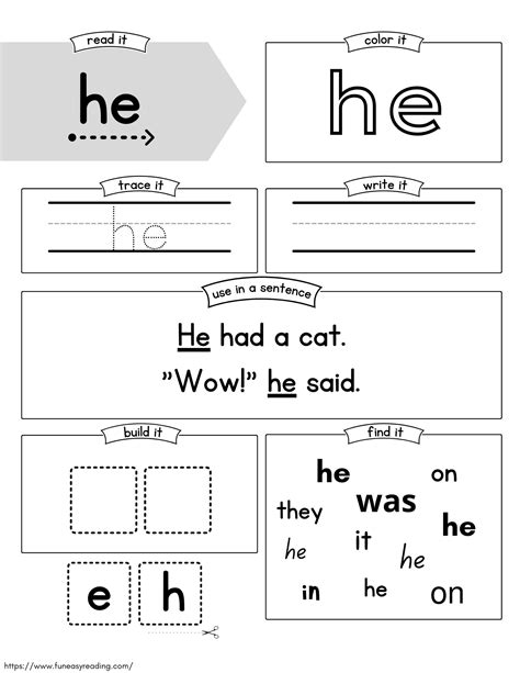 sight word worksheets  reading