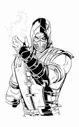 Scorpion Mortal Kombat Sub sketch template