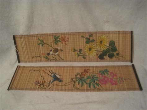 vintage asian oriental bamboo scrolls scroll wall decor painted japanese