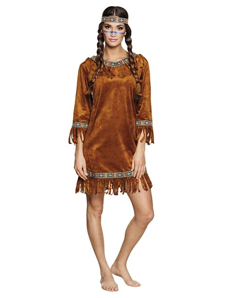 klassisches indianerin kostüm für damen karnevalskostüm braun