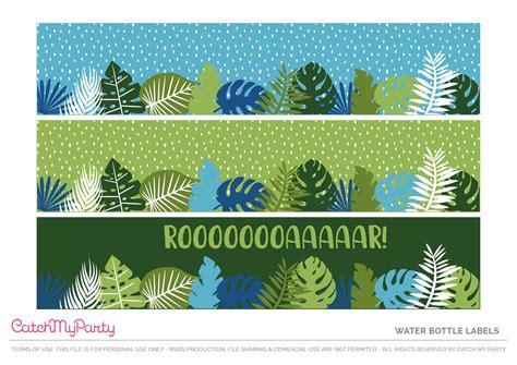 dinosaur party printables  water bottle labels