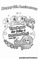 Anniversary Coloring Fun2draw Pages Happy Year Colouring Fifth 5th Printable Subscribers Fans Thank Years Freebies sketch template