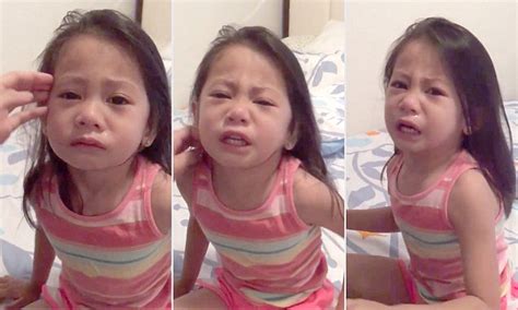 girl cries after following older sister into bathroom and seeing that