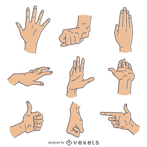 hand signs gestures illustration set vector
