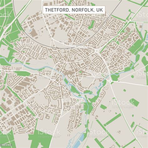 thetford norfolk uk city street map stock illustration  image  aerial view blue