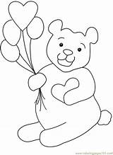 Bear Teddy Coloring Heart Pages Clipart Balloon Balloons Clip Valentine Holding Colouring Color Printable Drawing Bears Dinosaur Cliparts Chocolate Book sketch template