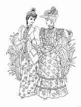 Coloring Pages Fashion Sheets Book Colouring Creative Haven Nouveau Books Fashions Downton Abbey Historical Animal Dover Print sketch template