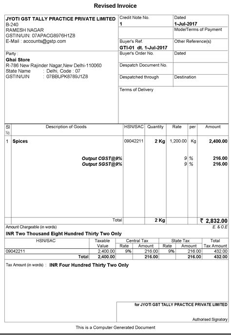 tax invoice format  gst invoice template ideas