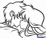 Couple Anime Drawing Drawings Kissing Kiss Couples Coloring Pages Easy Cute Boy Girl Draw Pencil Clipart Line Color Simple Valentines sketch template