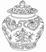 Coloring Vase Pages Chinese Drawing Vases Colouring Doverpublications Flower Dover Publications Ming Printable Kids Drawings Pot Adult China Pots Simple sketch template