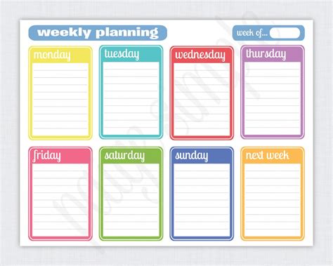 printable weekly planner schedule    printables printablee