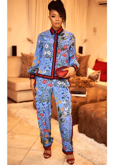 toke makinwa steps out in a n1 1 million gucci pajamas set