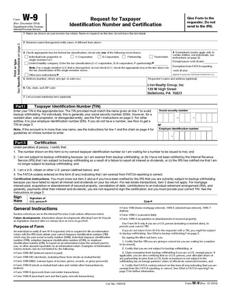 2020 W9 Blank Tax Form Calendar Template Printable