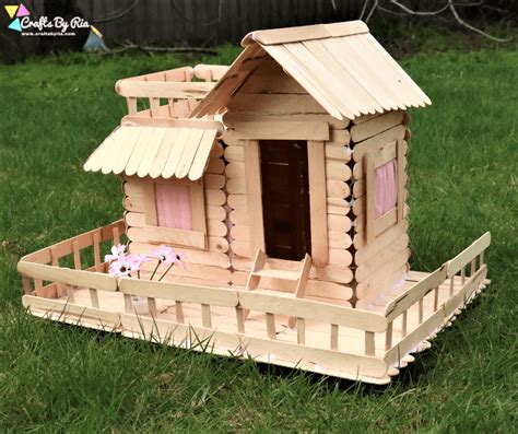 popsicle stick house tutorial   build  popsicle house crafts  ria popsicle stick