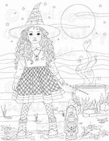 Witches Little Coloring Wild Adult Things Fantasy Halloween sketch template