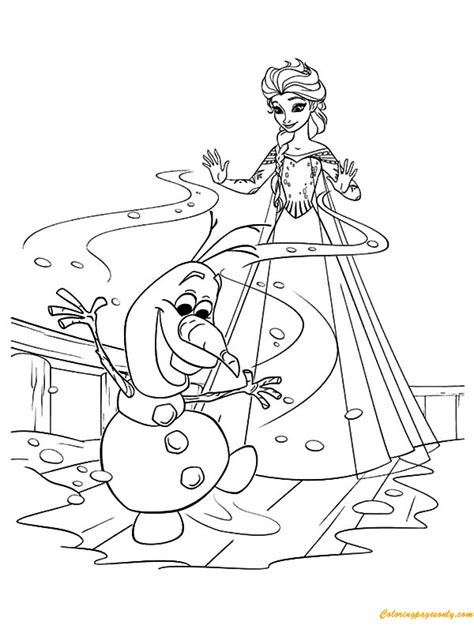elsa  olaf coloring page  printable coloring pages