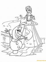 Elsa Olaf Pages Coloring Color Printable Print sketch template