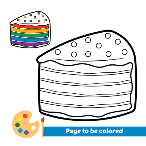 coloring book  kids rainbow cake vector  vector art  vecteezy