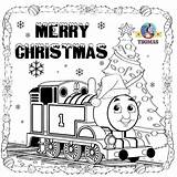 Coloring Thomas Christmas Pages Train Merry Printable Kids Print Friends Santa Trains Color Sheets Hat Snow Drawing Tank Engine Template sketch template