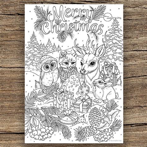 merry christmas printable adult coloring page  favoreads etsy
