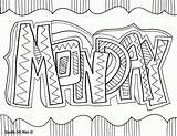 Monday Coloring Pages Colouring Printable Week Days Doodle Color Sheets Alley Adult Calendar Doodles Magnets Saturday Kids Book Sunday Quotes sketch template