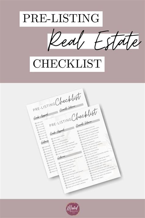 real estate pre listing checklist template  sellers real estate marketing realtor marketing