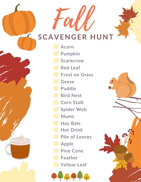 printable fall themed scavenger hunt  kids mama cheaps