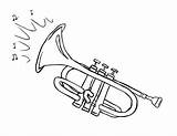 Trumpet Coloring Pages Musical Instruments Template sketch template