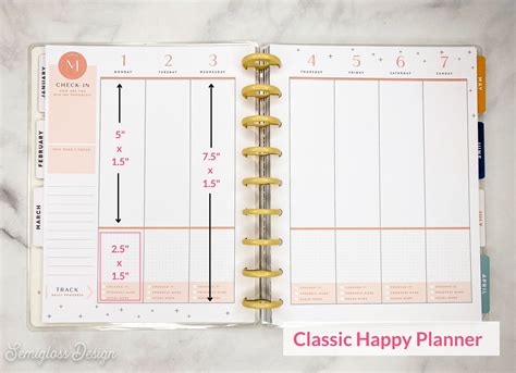 vertical boxes printable insert  lists mini happy planner size