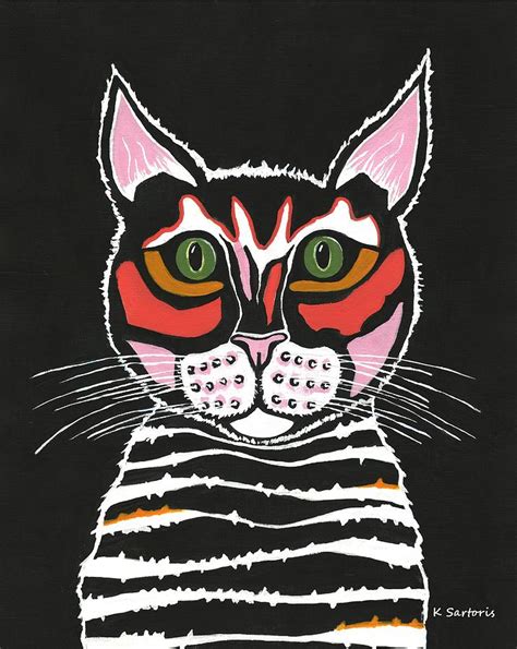 cat eyes funny animal art painting  kathleen sartoris