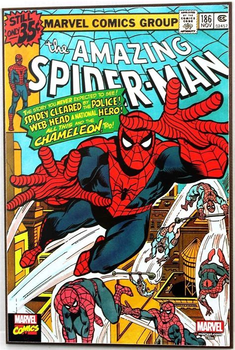 Marvel Spider Man 186 Retro Wood Comic Cover Plaque Wall Art