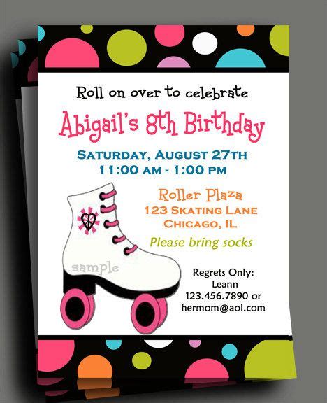 roller skating invitation printable  printed   etsy party