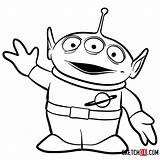 Toy Story Alien Draw Green Drawings Cartoon Characters Drawing Disney Sketchok Easy Coloring Pages Character Step Clip Tattoo Dibujos Cartoons sketch template