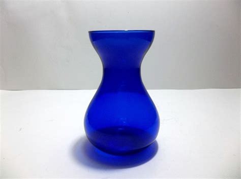 Vintage Art Glass Bulb Forcing Vase Crocus Hyacinth Cobalt Blue 5 5